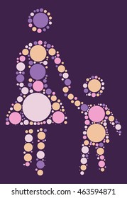 baby and mother shape vector design by color point