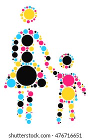 baby and mother shape vector design by color point