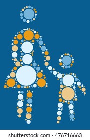 baby and mother shape vector design by color point