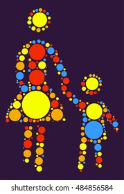 baby and mother shape vector design by color point