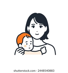 Baby and mother simple icon illustration material