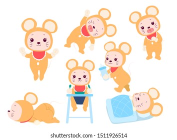 baby mouse cute character set