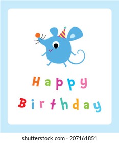 baby mouse happy birthday greeting card