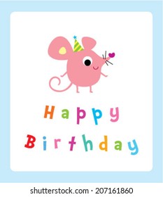 baby mouse happy birthday greeting card