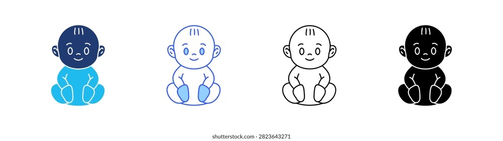 Baby Multiple Style Icon Set Collection Pack Web Banner Vector