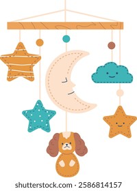 Baby musical crib toy vector illustration