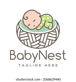 Baby nest Logo design. baby sleep logo design ideas. Baby comfort logo ideas.