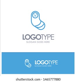 Baby, Newborn, Newborn Blue Logo Line Style. Vector Icon Template background