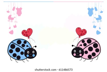 Baby newborn baby boy baby girl symbols with lady bug