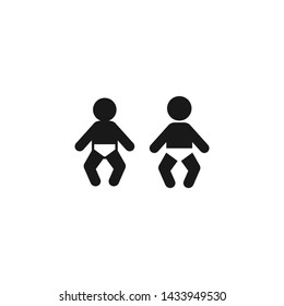 Baby, newborn with diaper simple vector icon set. Baby and diaper glyph silhouette symbol set.
