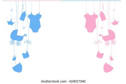 Baby newborn hanging baby boy baby girl symbols illustration