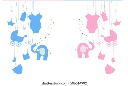 Baby newborn hanging baby boy baby girl symbols