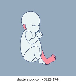 Baby newborn illustration. Prenatal child flat thin line maternity icon.