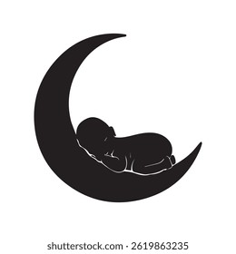 Baby newborn infant child kid toddler drawing silhouette illustration art design vector graphic image cute lovely