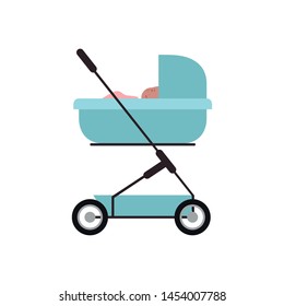 baby newborn in the stroller isolated icon