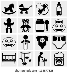 Baby and newborn vector icon set