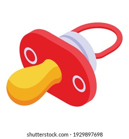 Icono de pezón bebé. Isométrico del icono del vector del pezón de bebé para el diseño web aislado en fondo blanco
