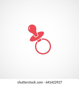 Baby Nipple Pacifier Red Flat Icon On White Background
