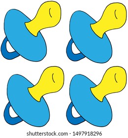 baby nipple pattern on white background. For textile, packaging, box, cardboard, packaging paper. 
Cartoon style. Vector