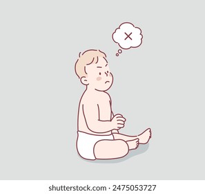 Baby and No signs. Hand drawn style vector design illustrations.