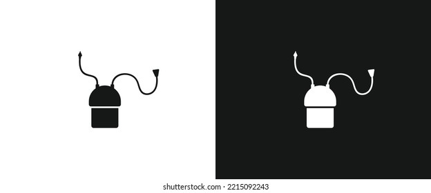 Baby Nose Cleaner Nasal Aspirator Flat Icon For Web. Simple Baby Nose Aspirator Tube Sign Web Icon Silhouette With Invert Color. Minimalist Nose Pump, Nose Sucker Solid Black Icon Vector Design