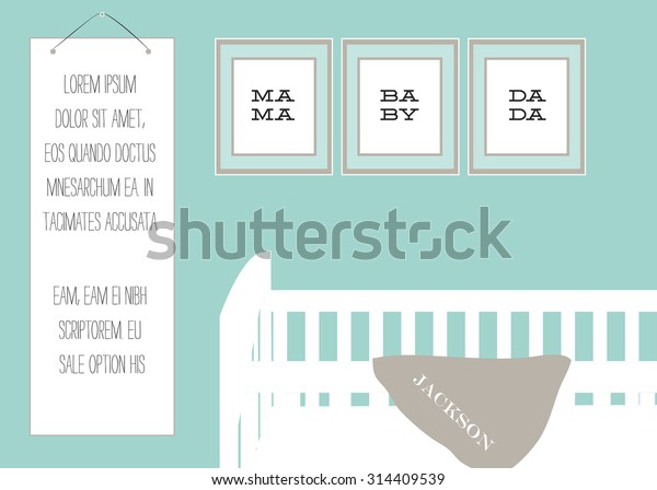 Baby Nursery Crib Shower Card Template Stock Vector Royalty Free