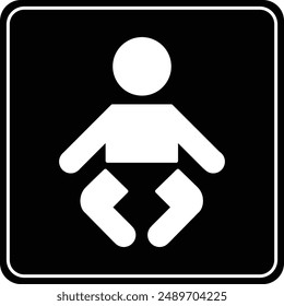 Baby Nursery flat black vector icon.