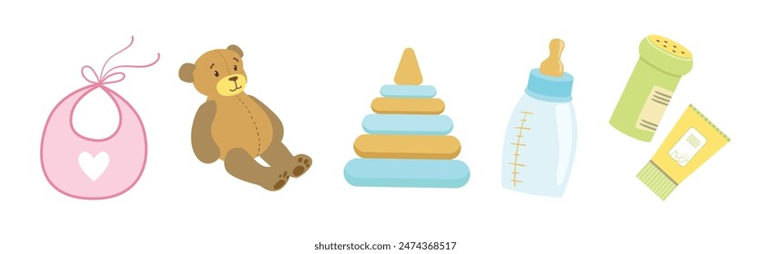 Baby Nursery Item and Infant Object Vector Set