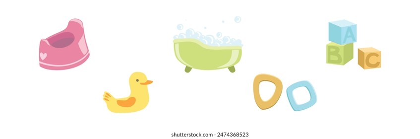 Baby Nursery Item and Infant Object Vector Set