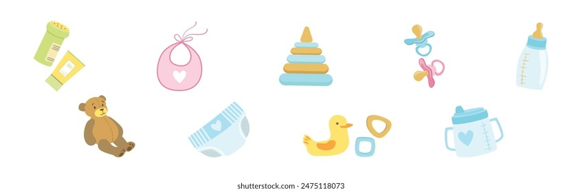 Baby Nursery Item and Infant Object Vector Set