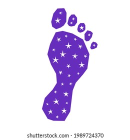 Baby nursery minimalist wall poster. Baby foot silhouette silhouette and stars. Kid t shirt print template
