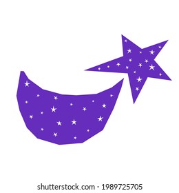 Baby nursery minimalist wall poster. Star silhouette silhouette and stars. Kid t shirt print template.