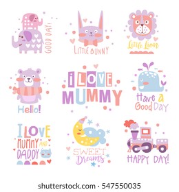 Baby Nursery Room Print Design Templates Collection In Cute Girly Manner With Text Messages