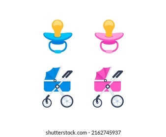 Baby objects Vector Emoji Set Illustrations. Baby Emoticons