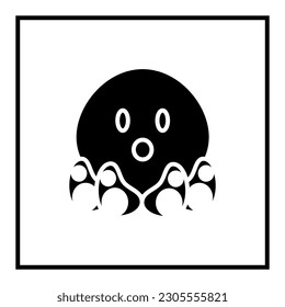 Baby octopus design in glyph style on white background. Ocean animal theme on white background.