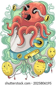 baby octopus destroys astronaut helmet