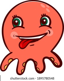 Baby octopus, illustration, vector on a white background.
