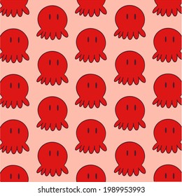 Baby Octopus Pattern Background. Social Media Post. Vector Illustration.