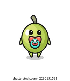 baby olive cartoon character with pacifier , cute style design for t shirt, sticker, logo element