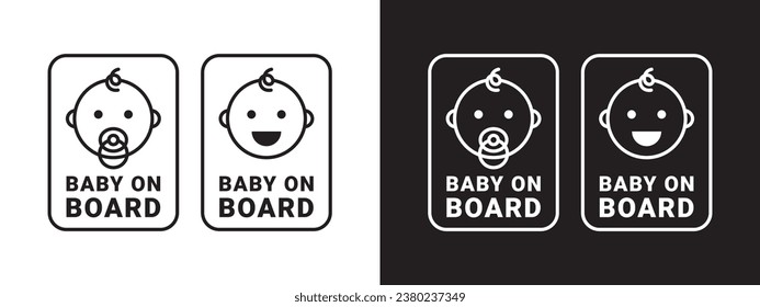 Baby on board badge. Baby on board sign icon. Child safety sticker warning emblem. Vector scalable graphics