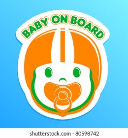 Baby On Board Bumper Sticker, Vector Illustration