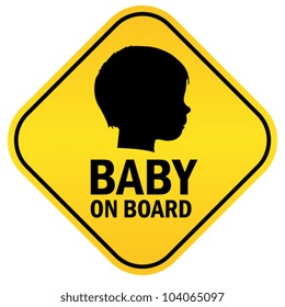 Baby on board emblem, vector illustration