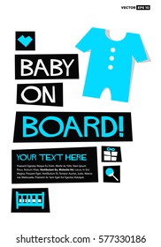 Baby On Board! (Flat Style Vector Illustration Poster Design) with Text Box Template