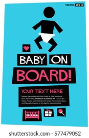 Baby On Board! (Flat Style Vector Illustration Poster Design) with Text Box Template