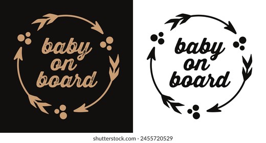 Baby on Board Round Frame with Arrows Car Decal Sticker