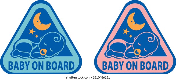 Baby on board sign on blue background. Vector illustration.