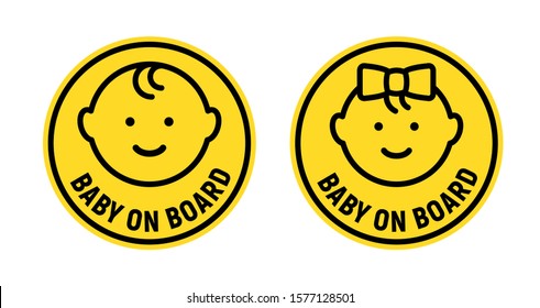 Baby on board sign icon. Child safety sticker warning emblem. Baby safety design illustration.