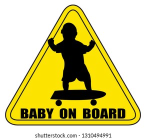 A baby on board sign silhouette skateboarding 