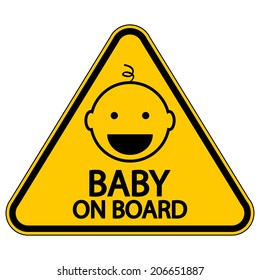 Baby on board sign on white background. Vector illustration.