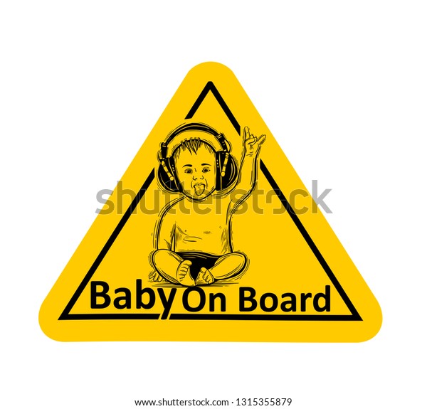 Baby On Board. The sticker\
on the back window of the car. Children vector illustration with\
text.